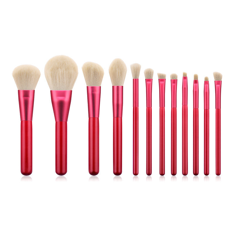 12pcs red makeup brushes