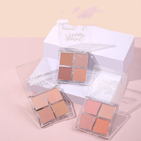 Four-color Vitality Blush Pan Peach Nude Makeup